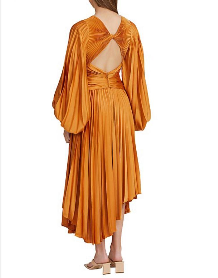 Acler Palms Midi Dress Turmeric Size 8 for rent on The Volte - main image