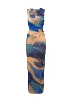 Scanlan Theodore Italian Watercolour Print Dress Blue Size 8 / S for rent on The Volte - image 5