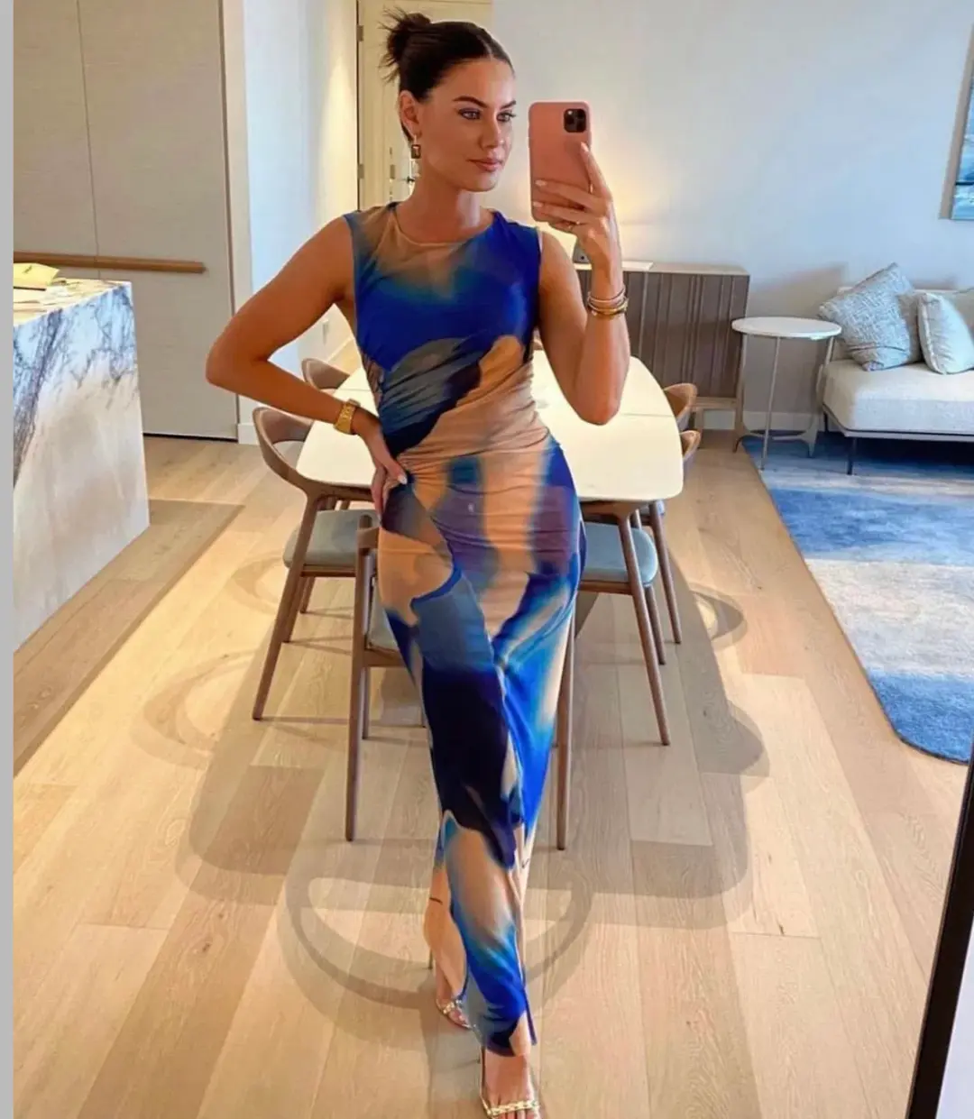 Scanlan Theodore Italian Watercolour Print Dress Blue Size 8 / S for rent on The Volte - main image