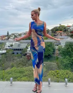 Scanlan Theodore Italian Watercolour Print Dress Blue Size 8 / S for rent on The Volte - image 2