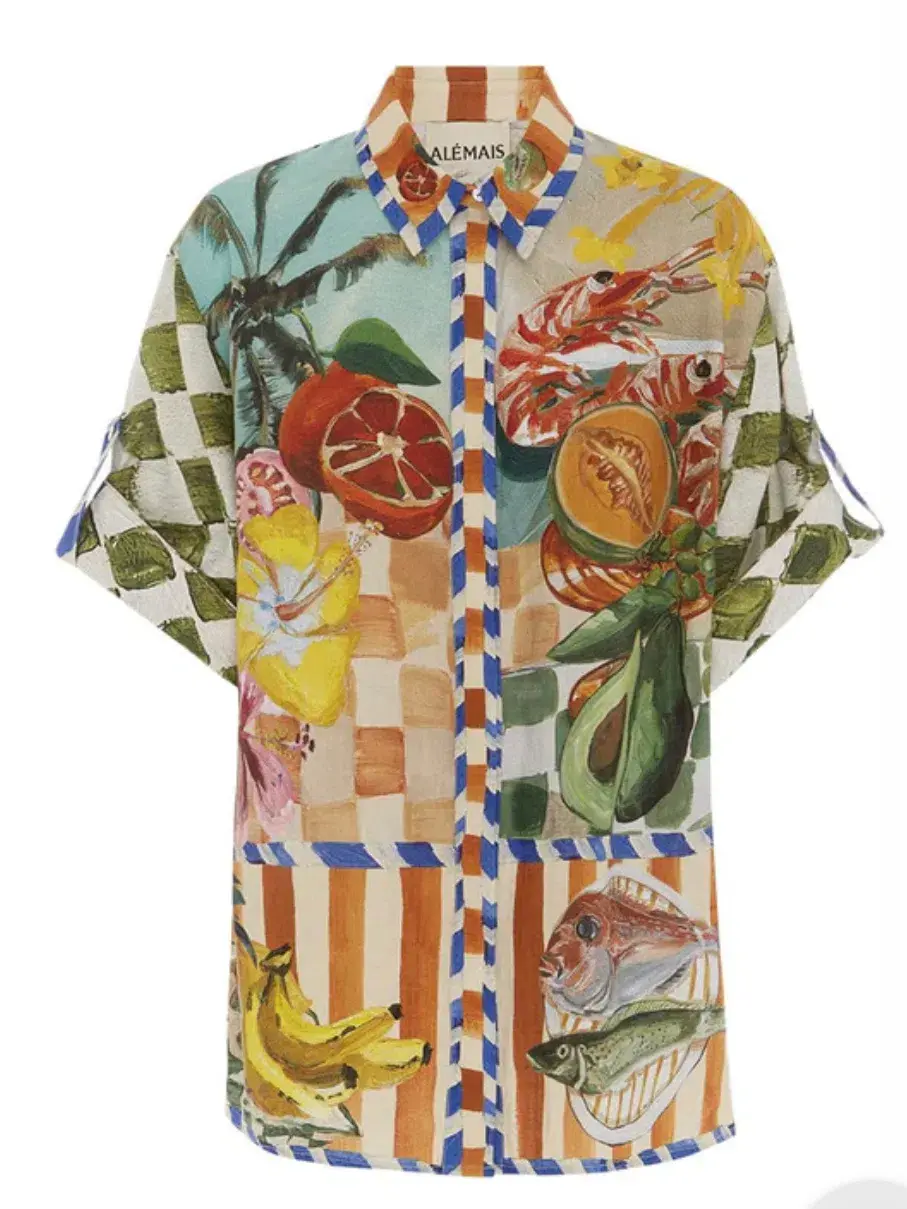 Alemais Theo Oversized Shirt Multi Coloured Size 10 for rent on The Volte - main image