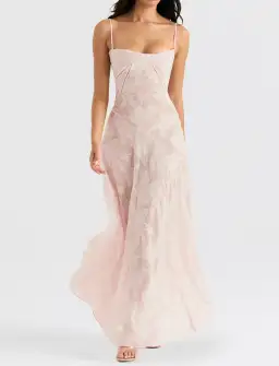 House of CB Seren Lace Back Maxi Dress Soft Pink Floral Size M / 10 for rent on The Volte - image 1