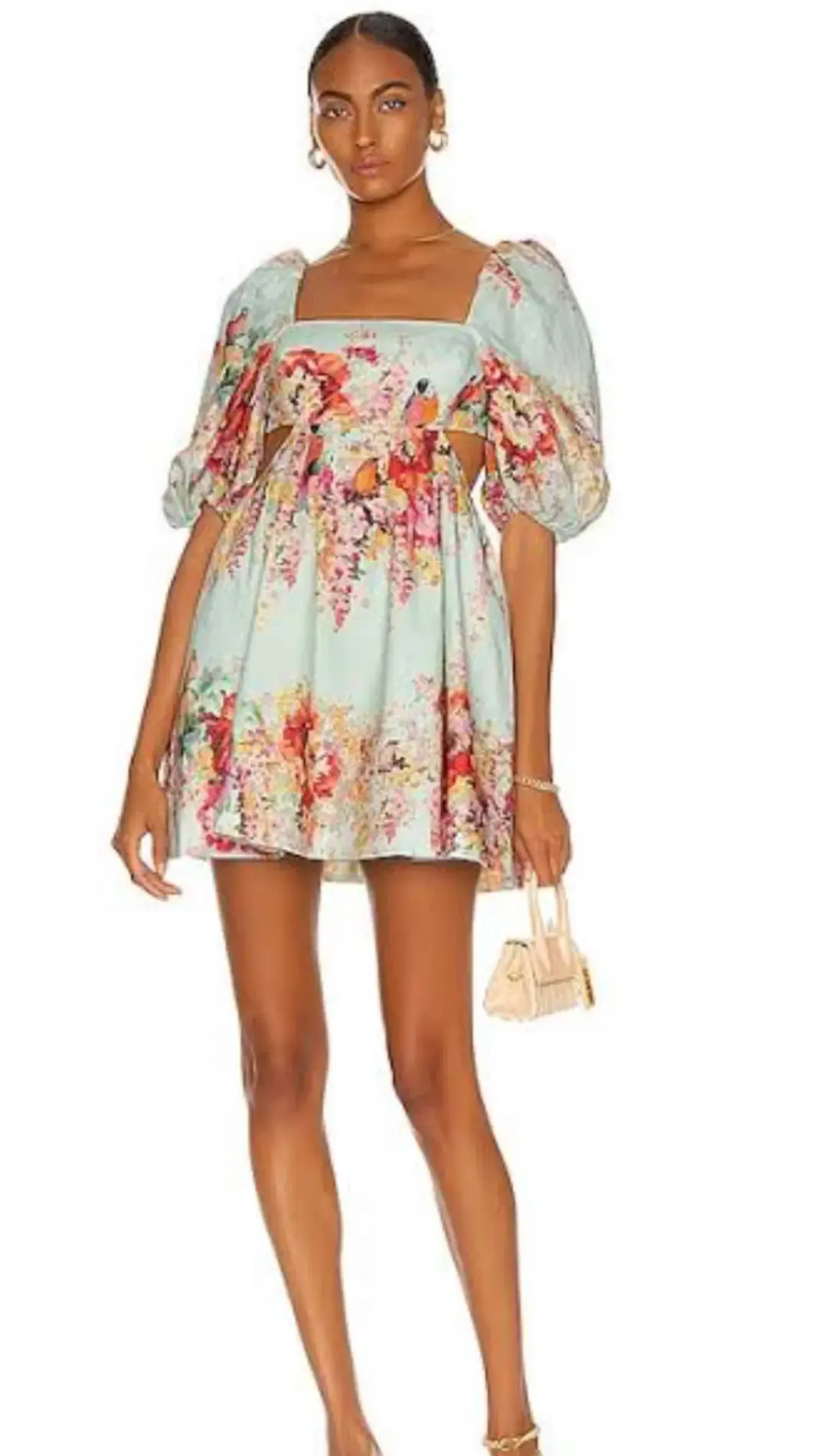 Zimmermann Mae Cut Out Mini Dress Floral Size 1 / AU 10 for rent on The Volte - main image