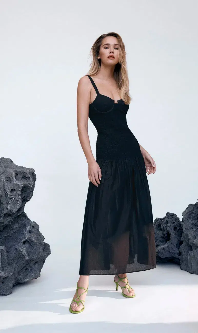 Scanlan Theodore Cotton Bralette Midi Dress Black Size 8 / S - Image 5