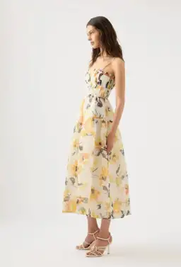 Aje Botanica Cross Back Midi Dress Sunflowers Size 6 / XS for rent on The Volte - image 2