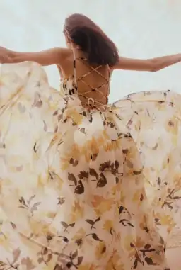 Aje Botanica Cross Back Midi Dress Sunflowers Size 6 / XS for rent on The Volte - image 3