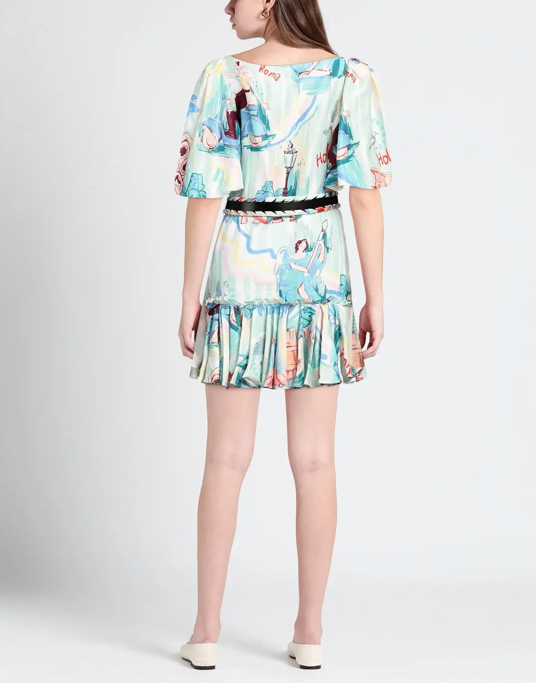 Leo Lin Mia V Neck Mini Dress in Vacanza Print Size 14 for rent on The Volte - main image