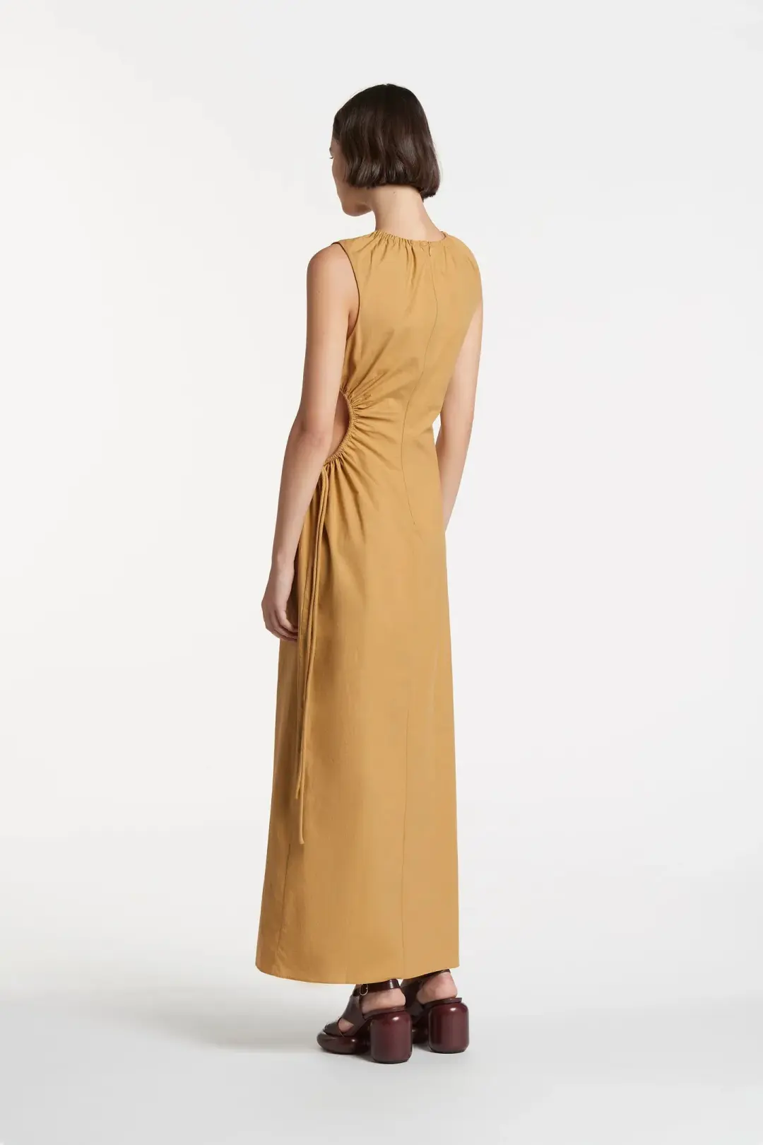 Sir the Label Dion Cut Out Detail Dress Camel Brown Size AU 10 for rent on The Volte - main image