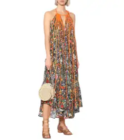 Stella McCartney Klara Floral Pleated Silk Maxi Dress Multi Size 8