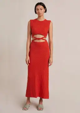 Bec & Bridge Effie Knit Cut Out Maxi Dress Red Size 10