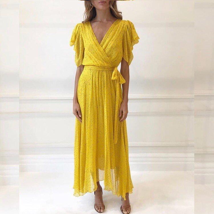 Bec & Bridge Hibiscus Golden yellow midi size 8 for rent on The Volte - main image