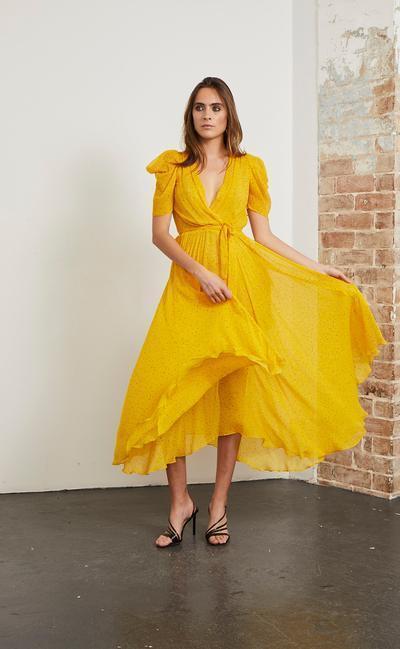 Bec & Bridge Hibiscus Golden yellow midi size 8 for rent on The Volte - main image