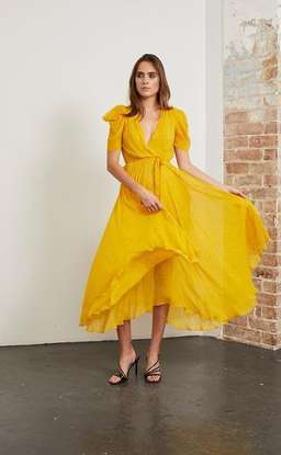 Bec & Bridge Hibiscus Golden yellow midi size 8 for rent on The Volte - image 1