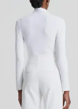 Scanlan Theodore Crepe Knit Button Polo in White Size 12 / L for rent on The Volte - image 5