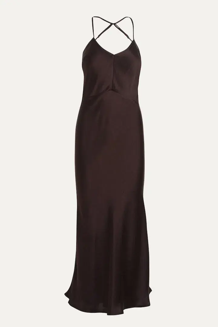 Flannel Hannah Long Slip Dress Chocolate Size M/Au 10 for rent on The Volte - main image