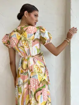 By Nicola Ahoy Plunge Neckline Maxi Dress in Swirl Check Size 14 for rent on The Volte - image 2