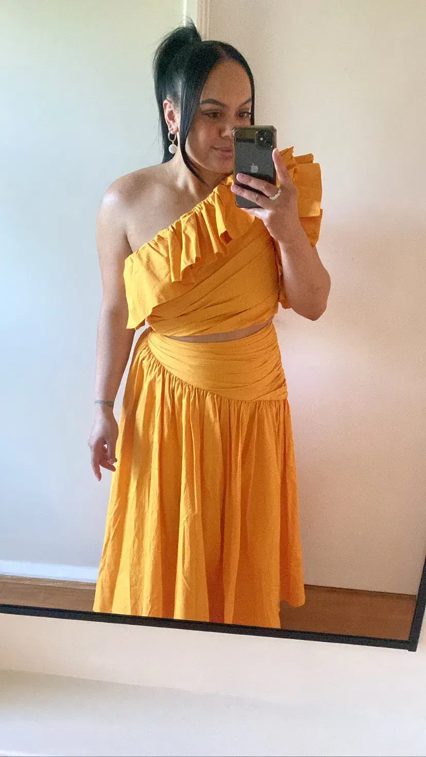 Sheike Allegra Frill Top and Maxi Skirt Set Yellow Size 16/14 for rent on The Volte - main image