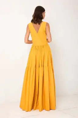 S/W/F Boutique V Neck Tiered Maxi Orange Size S / AU 8 for rent on The Volte - image 2