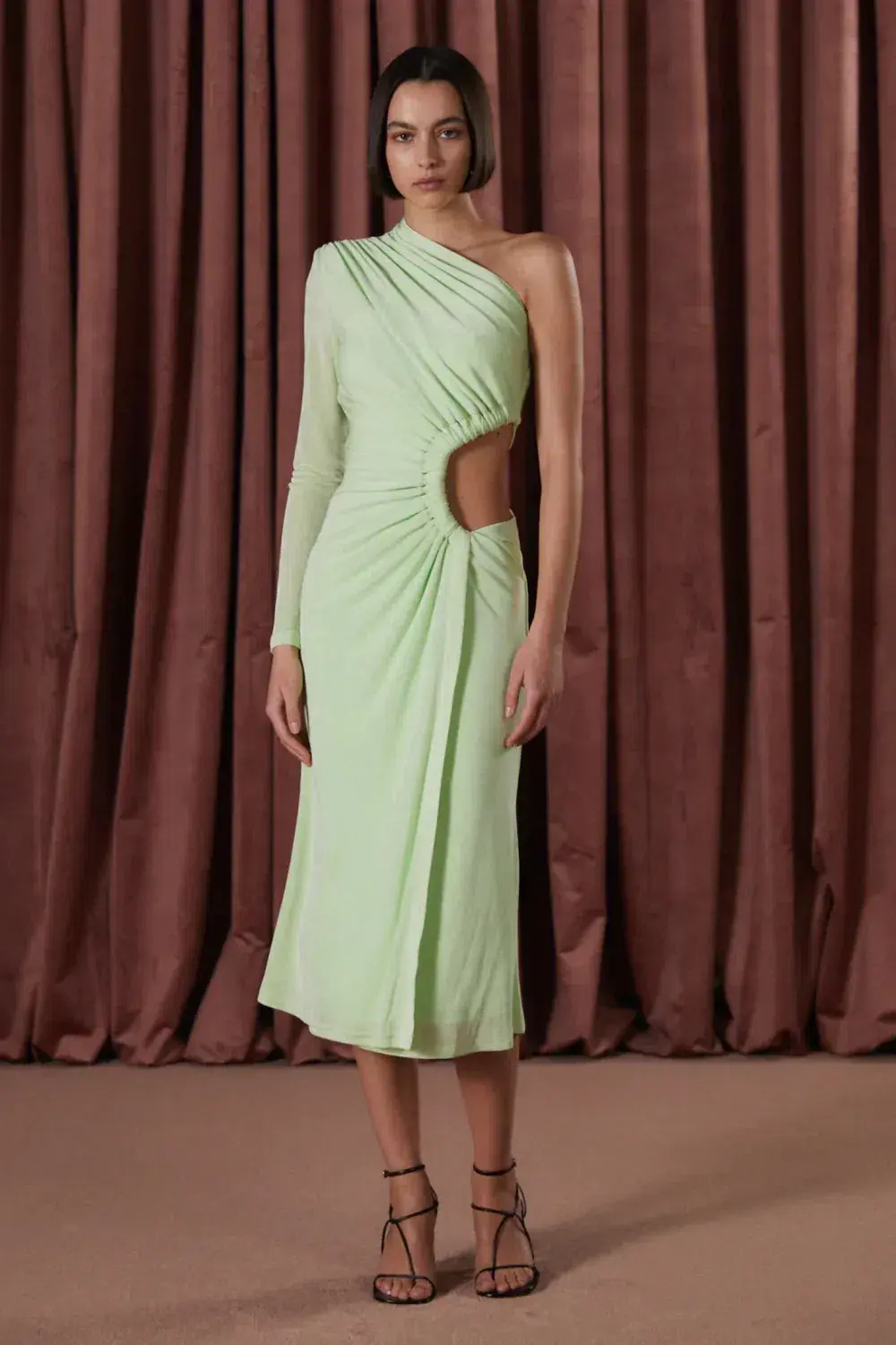Misha Colson Slinky Jersey Dress in Soft Lime Green Size 6 for rent on The Volte - main image