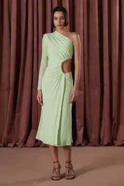 Misha Colson Slinky Jersey Dress in Soft Lime Green Size 6 for rent on The Volte - image 1