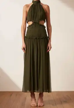 Shona Joy Safira Midi Dress Green Size AU 8 for rent on The Volte - image 1