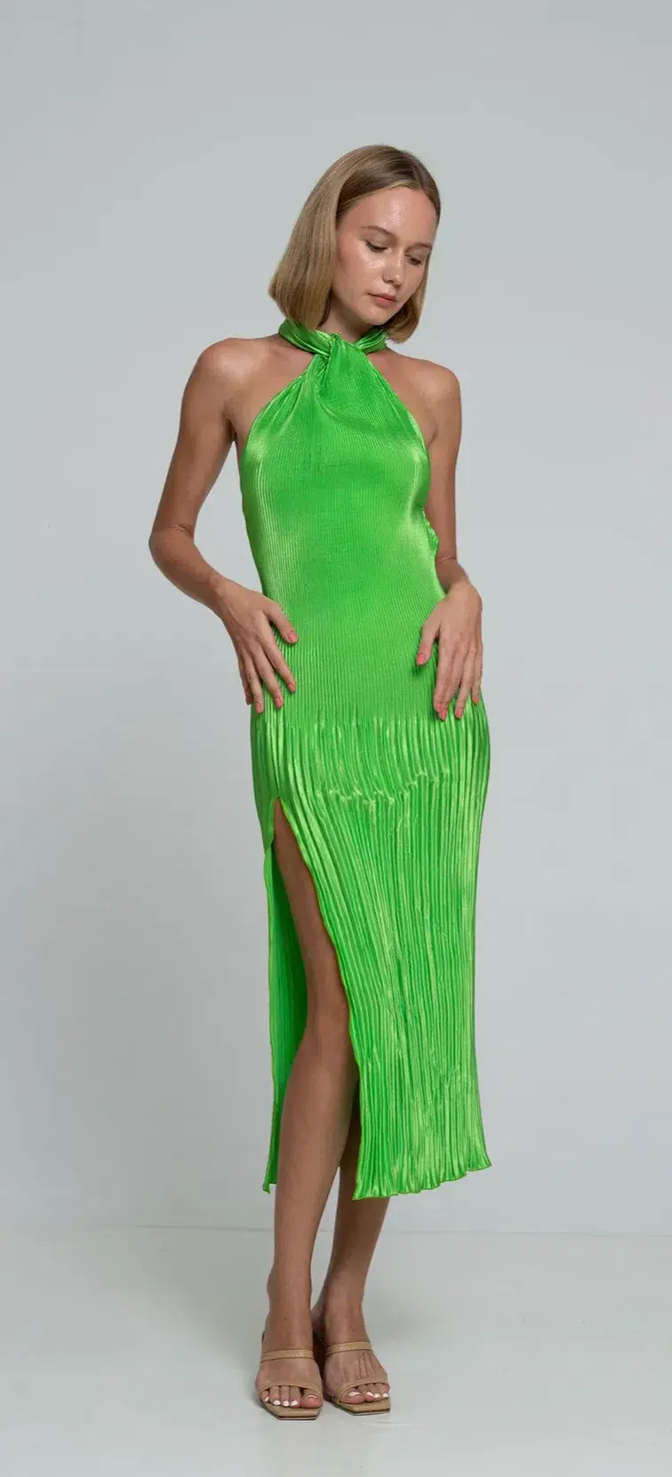 L'Idee Klum Gown Neon Lime Green Size AU 8 for rent on The Volte - main image