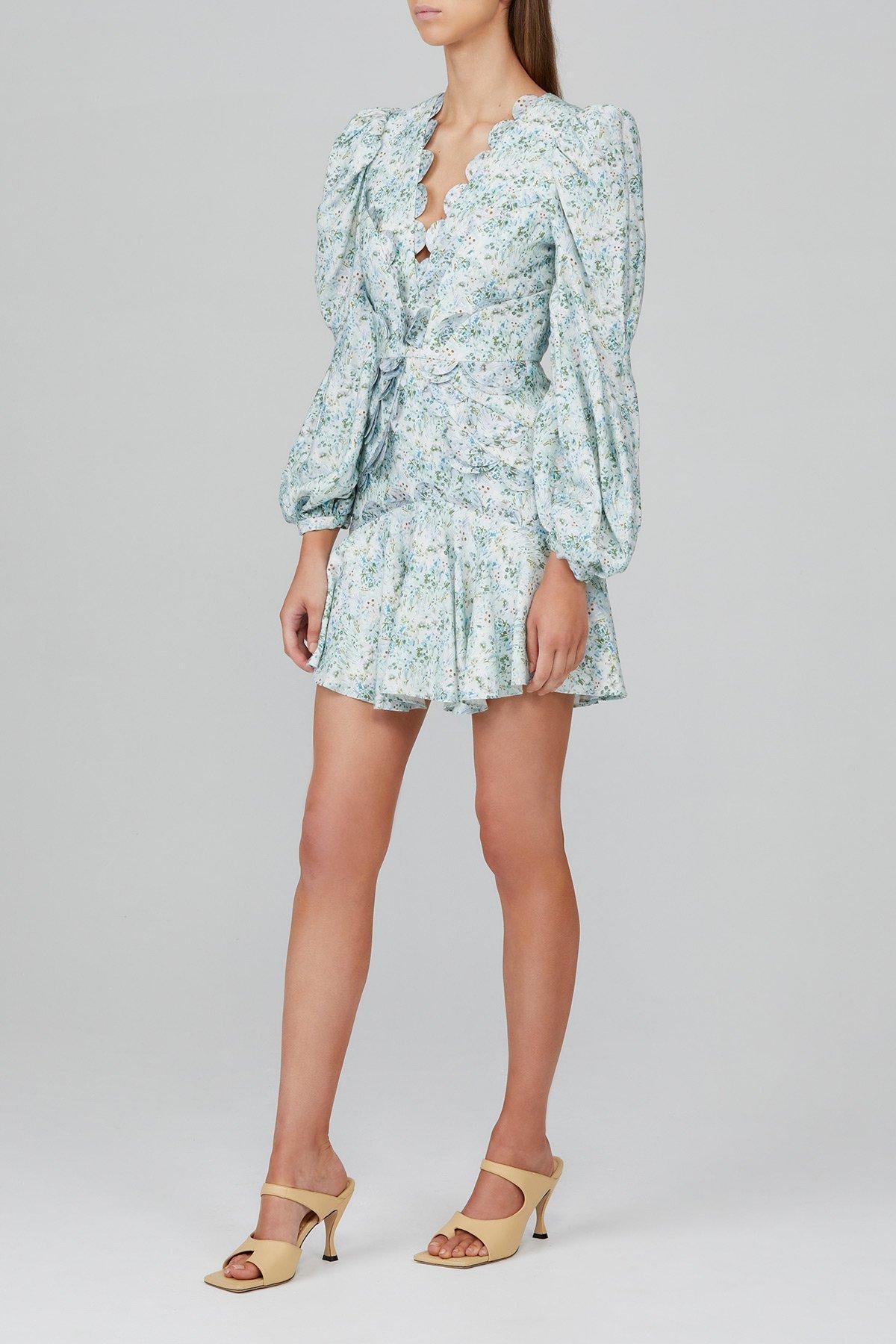 Acler Dixon Mini Dress Blue Floral Size AU 12 - Image 1