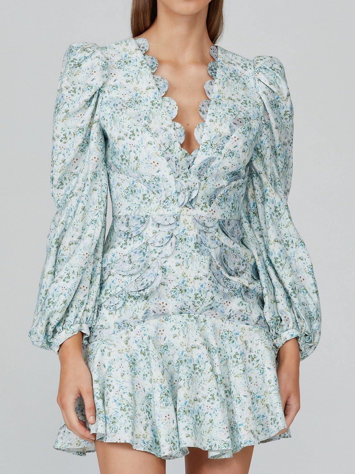 Acler Dixon Mini Dress Blue Floral Size AU 12 - Image 2