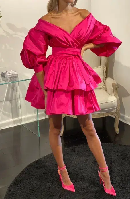 Alin Le Kal Chloe Dress Fuchsia Pink Size 6 for rent on The Volte - main image