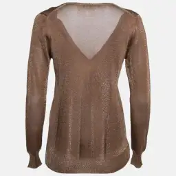 Gucci Lurex Knit V-Neck Sweater in Gold Size 10 for rent on The Volte - image 2