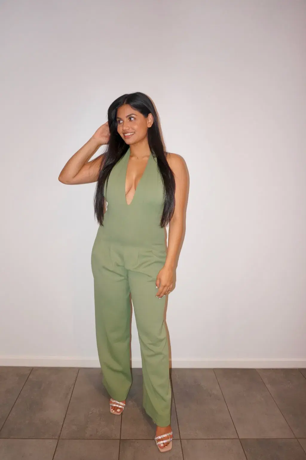 Derma Department Nikita Jumpsuit Sage Size 12 for rent on The Volte - main image