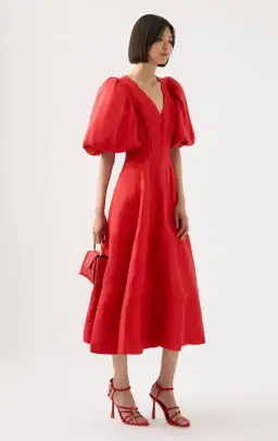 Aje Dusk Puff Sleeve Midi Dress Red Size 12 / L for rent on The Volte - image 2