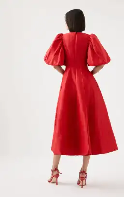 Aje Dusk Puff Sleeve Midi Dress Red Size 12 / L for rent on The Volte - image 3