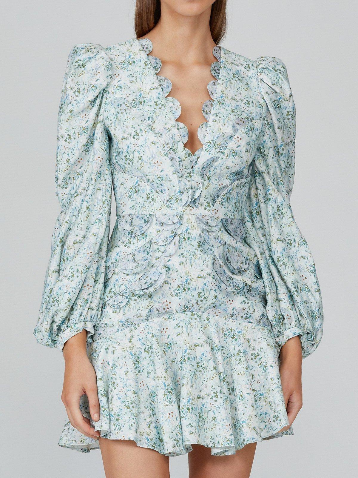 Acler Dixon Mini Dress Blue Floral Size AU 10 - Image 2