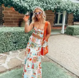 By Nicola Sea Change Top & Maxi Skirt In Summer Vacation Print Size AU 8 for rent on The Volte - image 3