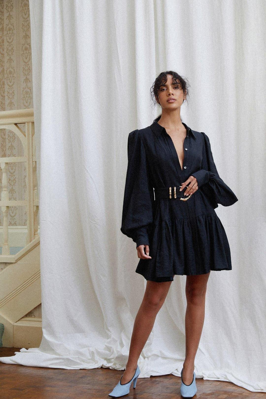 Acler Sherwood Mini Dress Black Size 6 for rent on The Volte - main image