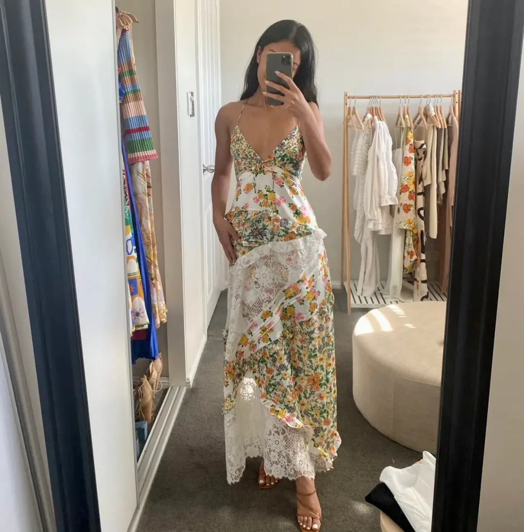 For Love and Lemons Rosalyn Maxi Dress White Size AU 10 for rent on The Volte - main image