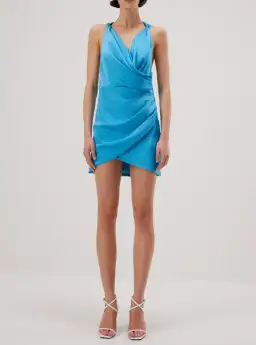 Misha Calypso Satin Mini Dress Blue Size 8/S for rent on The Volte - image 1