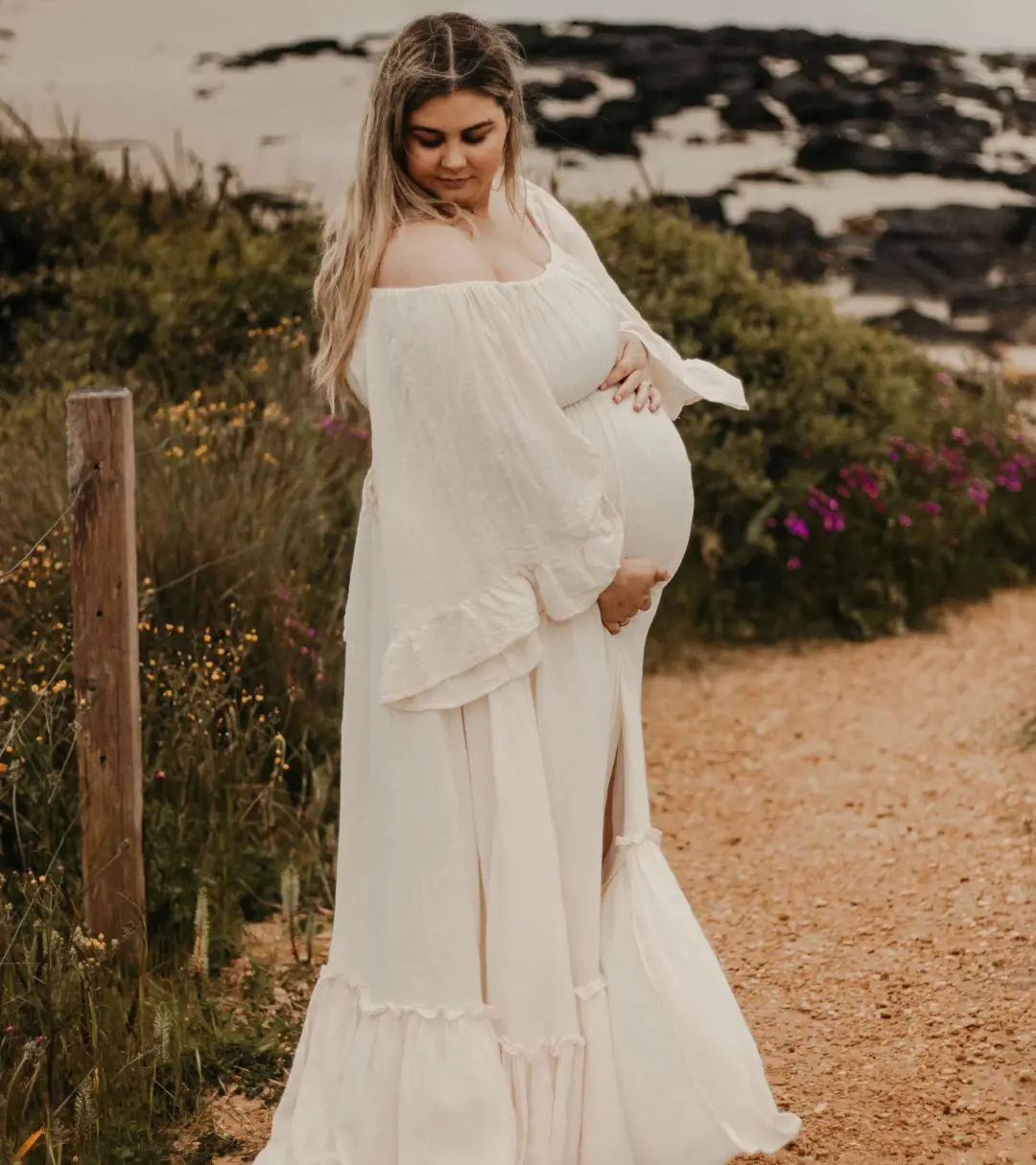 We Are Reclamation Ruffle Me Open Gown Beige Size 22 for rent on The Volte - main image