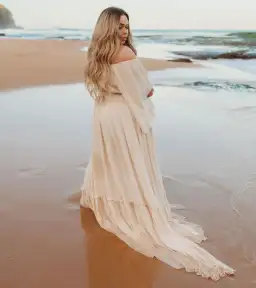 We Are Reclamation Ruffle Me Open Gown Beige Size 22 for rent on The Volte - image 14