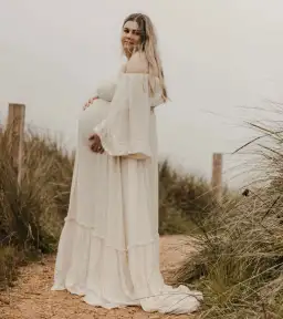 We Are Reclamation Ruffle Me Open Gown Beige Size 22 for rent on The Volte - image 5