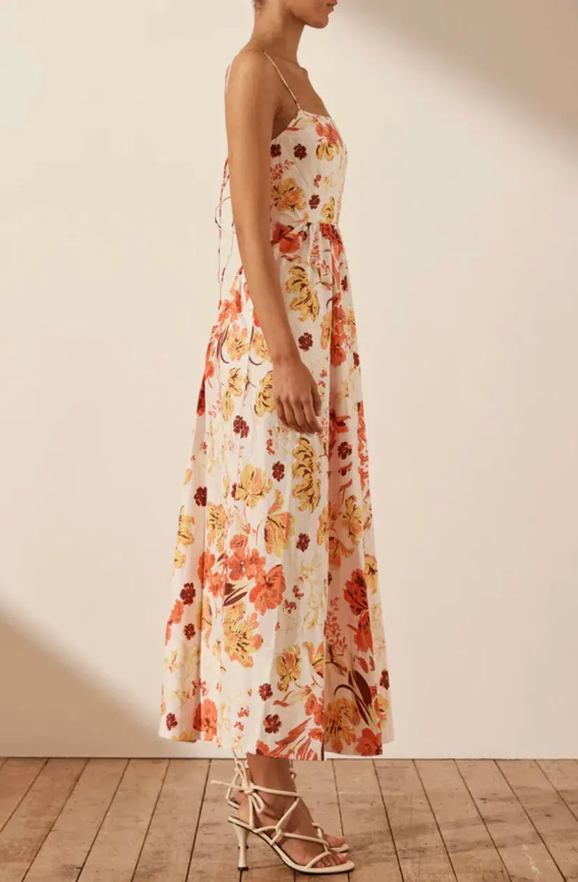 Shona Joy Kalani Low Open Back Midi Dress Floral Size 14 / XL for rent on The Volte - main image