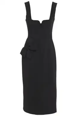 Rebecca Vallance Galerie Bow Embellished Crepe Midi Dress Black Size 6 for rent on The Volte - image 3