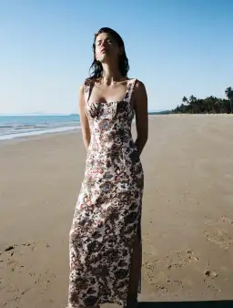 Sir The Label Bettina Midi Dress Nude Size 2 / AU 1