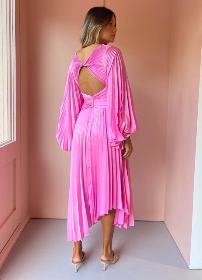 Acler Palms Midi Dress Confetti Pink Size AU 10 - Image 2