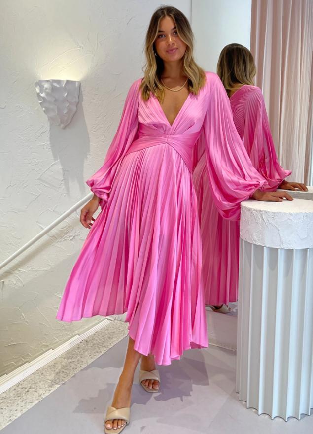 Acler Palms Midi Dress Confetti Pink Size AU 10 - Image 1