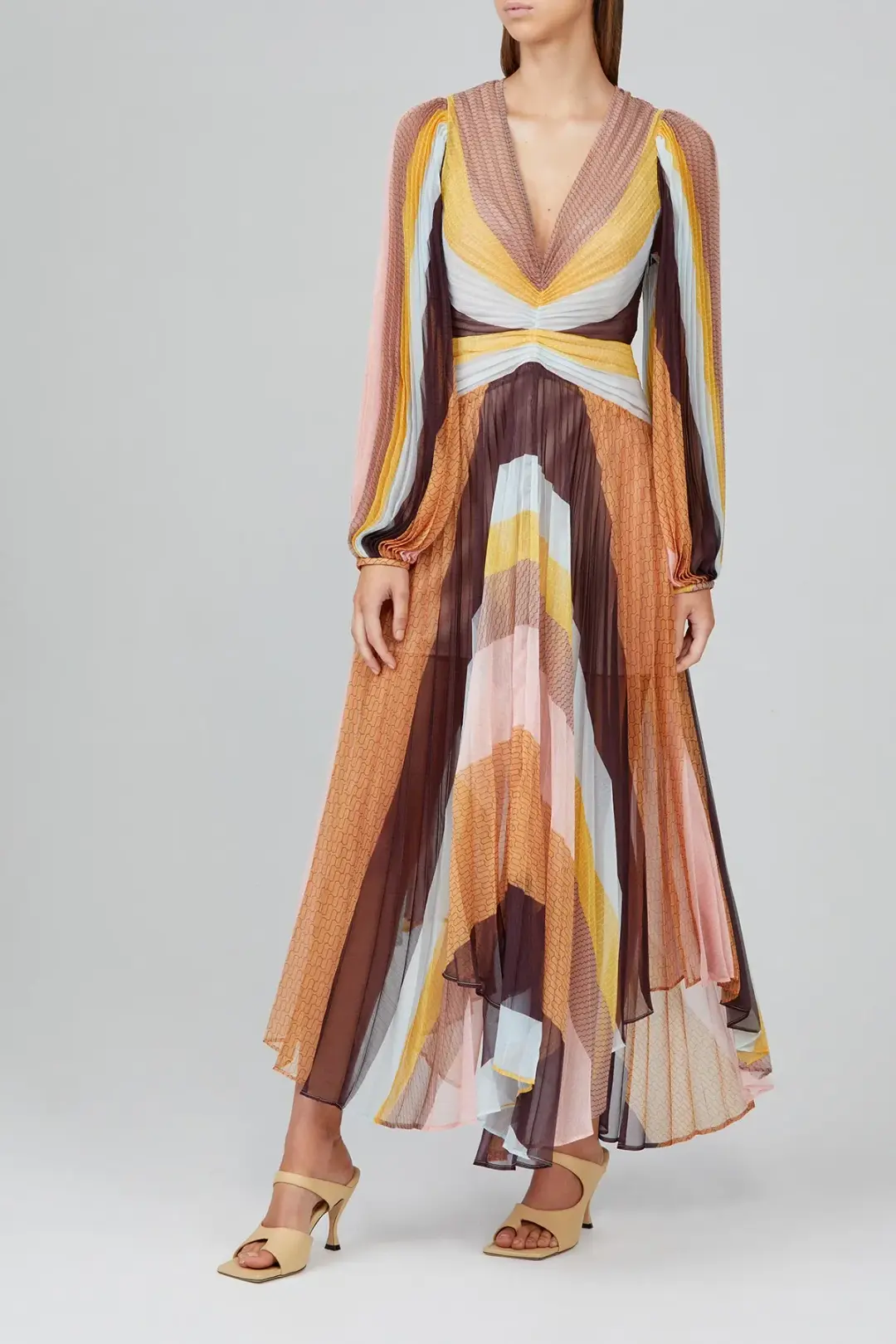 Acler Astone Midi Dress Rainbow Stripe Size 12 for rent on The Volte - main image