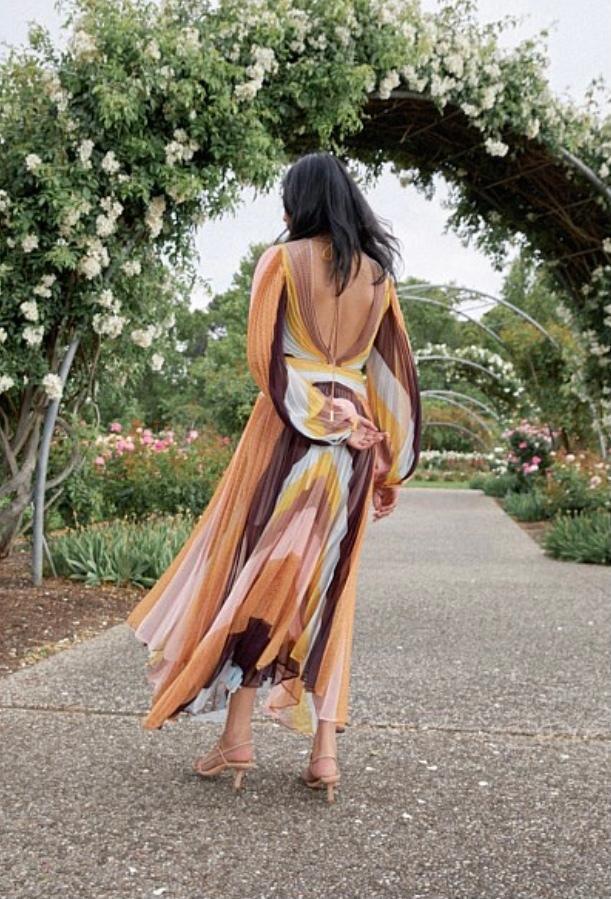 Acler Astone Midi Dress Rainbow Stripe Size 12 for rent on The Volte - main image