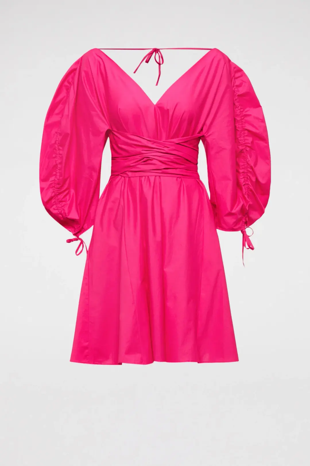 Scanlan Theodore Parachute Gather Sleeve Mini Dress Fuchsia Size 6 / XS for rent on The Volte - main image