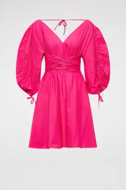 Scanlan Theodore Parachute Gather Sleeve Mini Dress Fuchsia Size 6 / XS for rent on The Volte - image 3